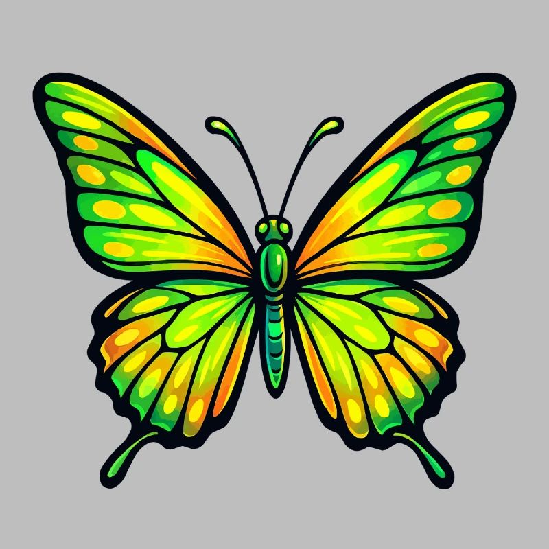 Papillon Vert Éclatant Jaune