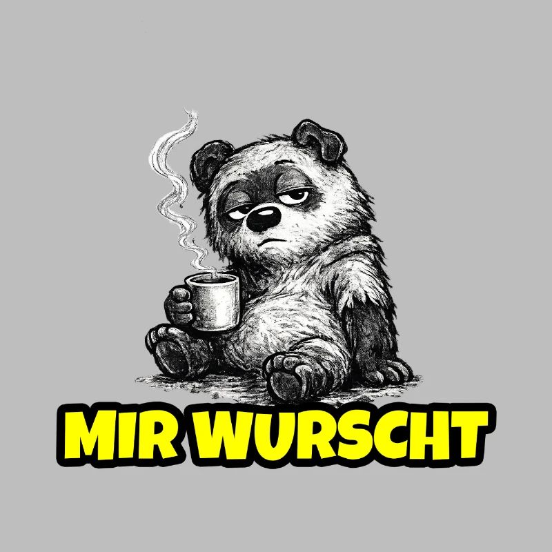 I don't care – Grumpy Bear with Coffee (Sketch)