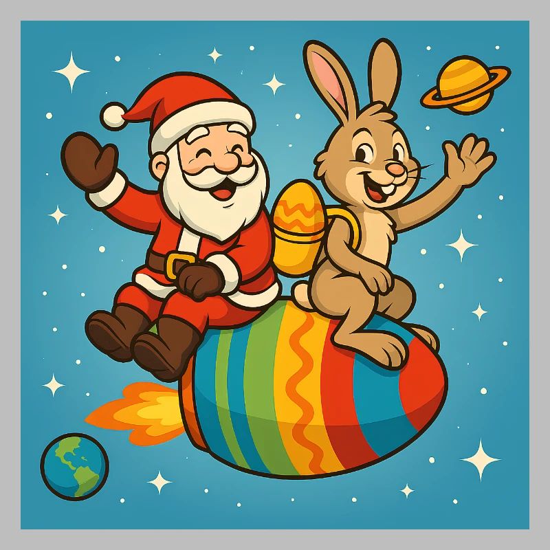 Christmas Easter Bunny in Star Flight