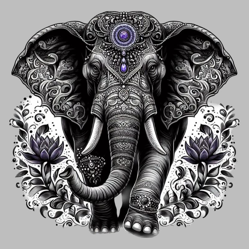 Éléphant avec coiffe
