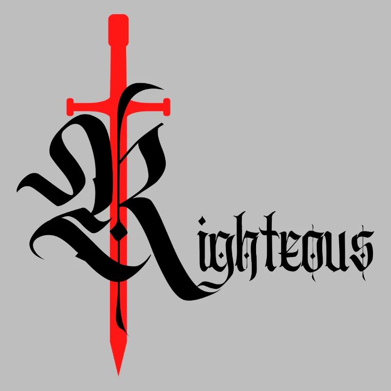 Gothic Righteous Design mit Schwert mit schwarzem Text