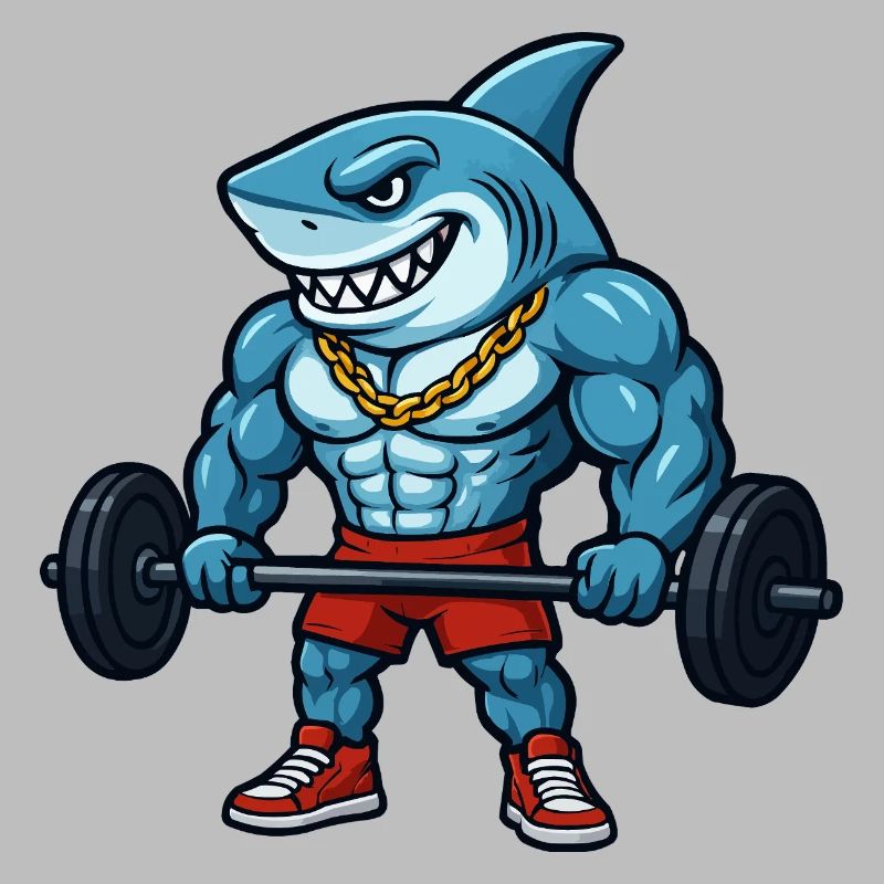 Muscles de requin, bodybuilder comique