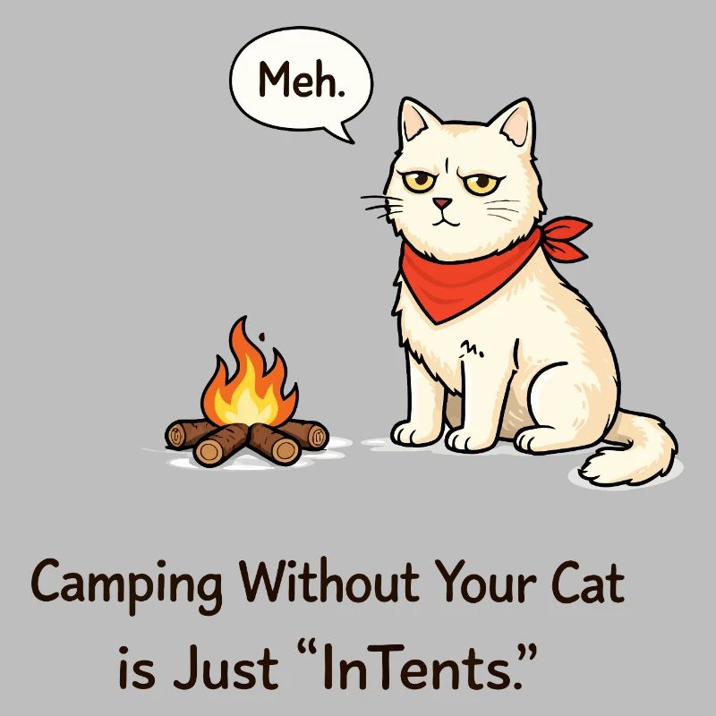 InTent Cat Camping Pun Design