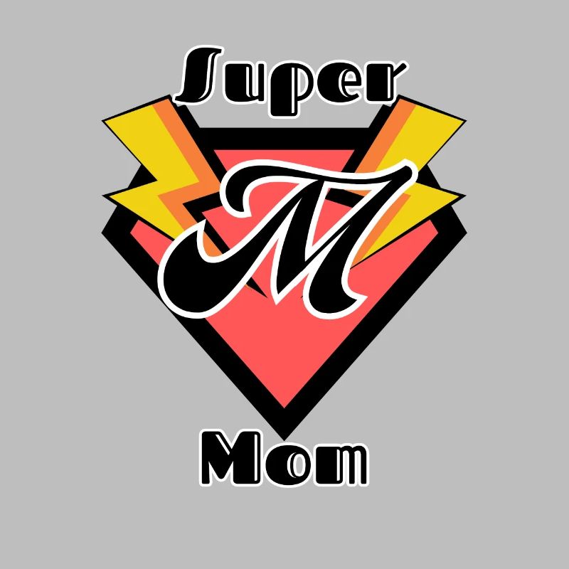 Super Mom - pink badge with lightning bolts