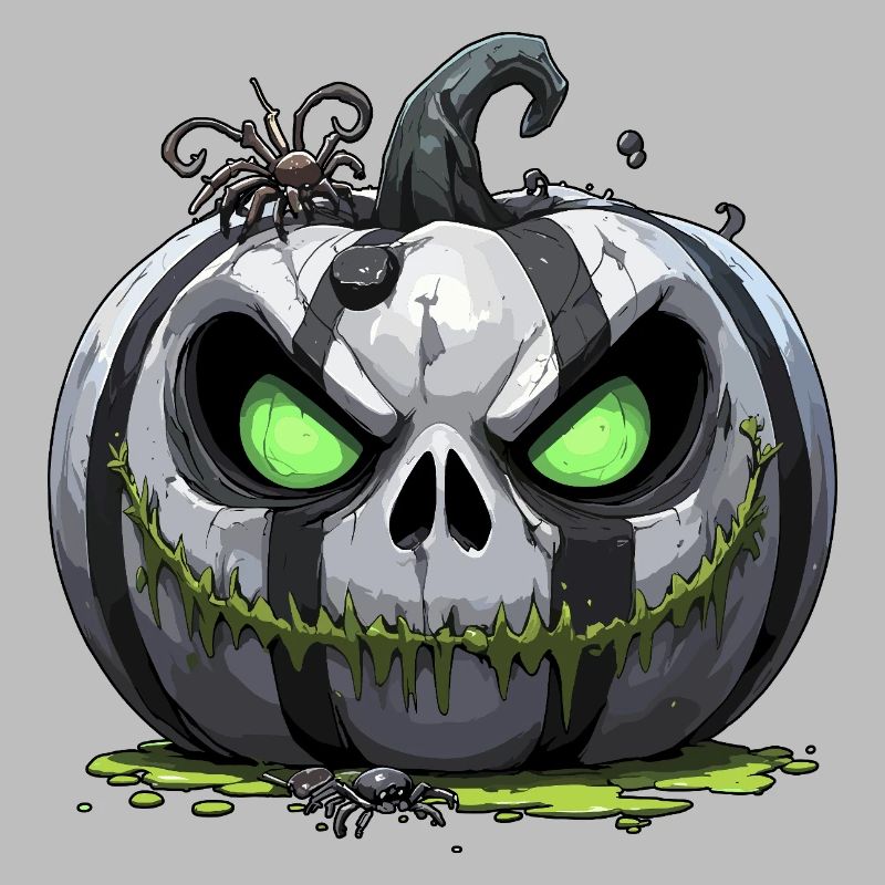 Grim Pumpkin Zombie with Green Eyes