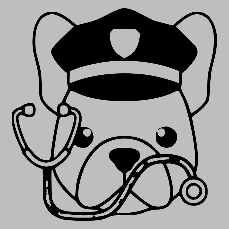 Frenchie Doctor Head Outline