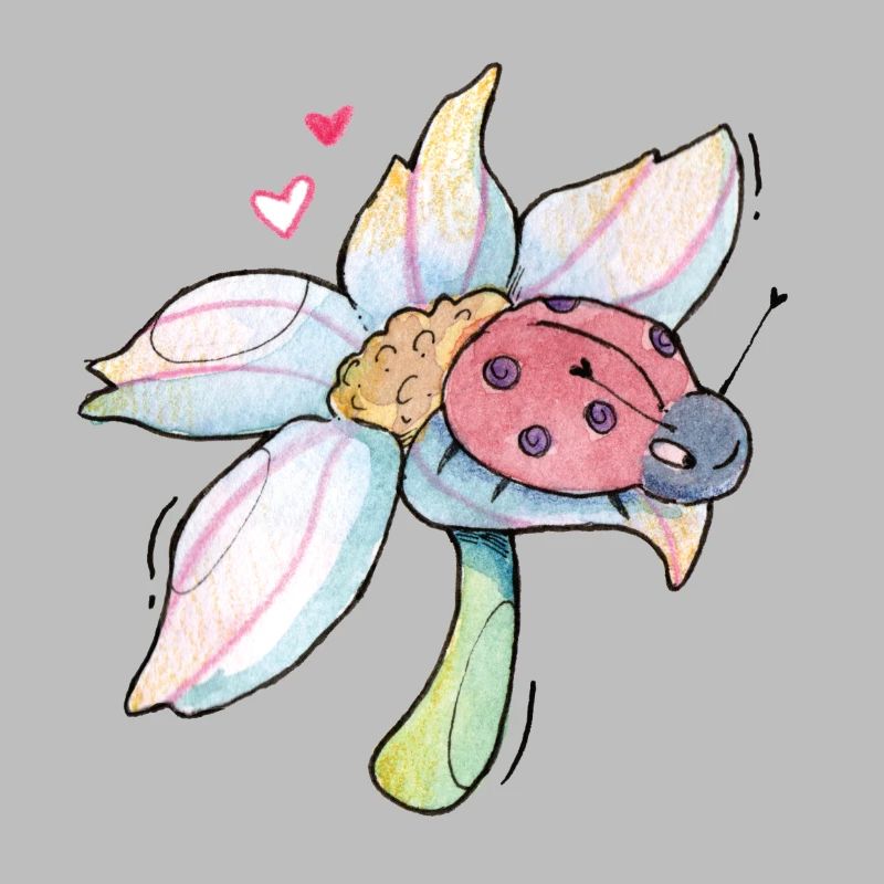 Douce Lucky Charm Ladybug sur fleur
