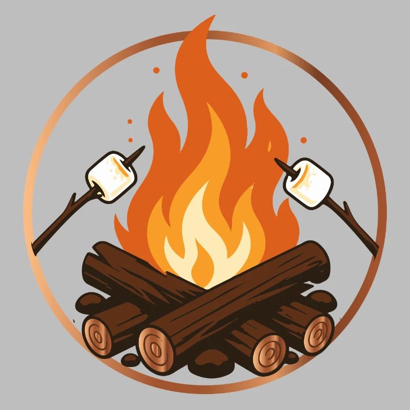 Campfire with Marshmallows Camping Motif