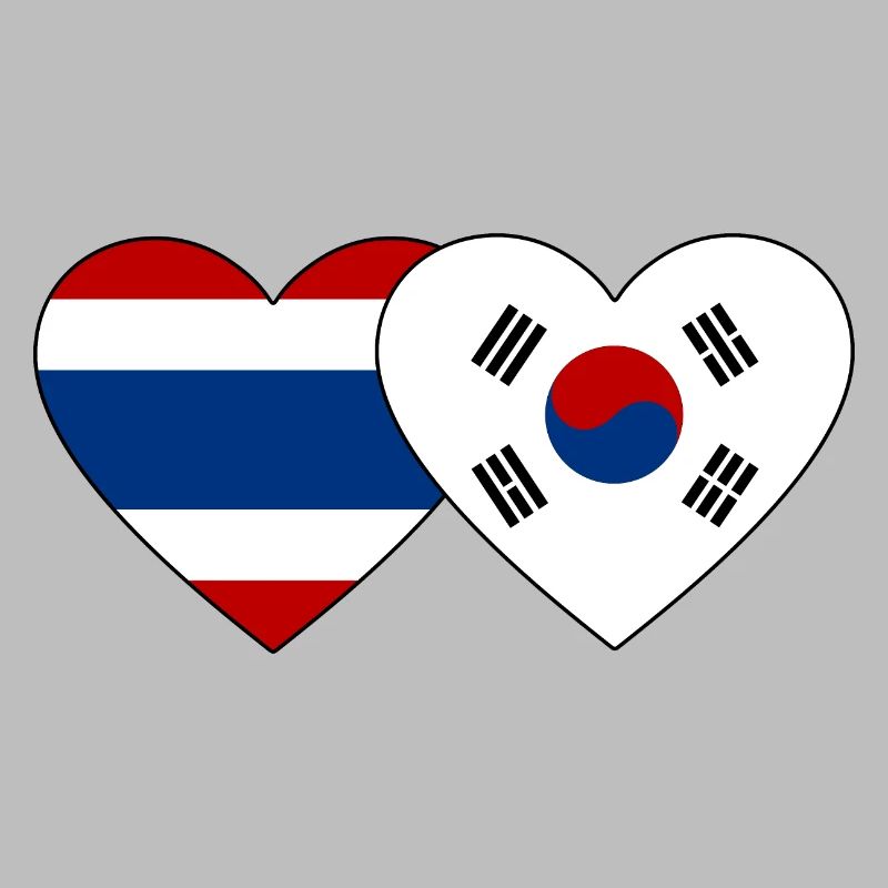 Thaïlande Corée du Sud drapeau coeur