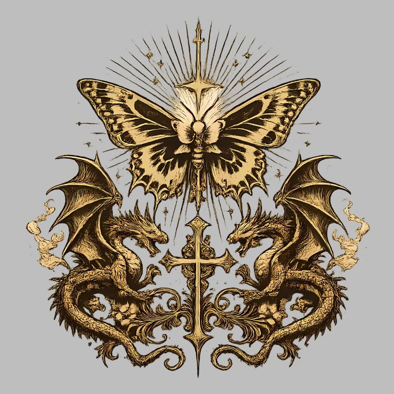 Papillon occulte avec dragon – Gothic Dark