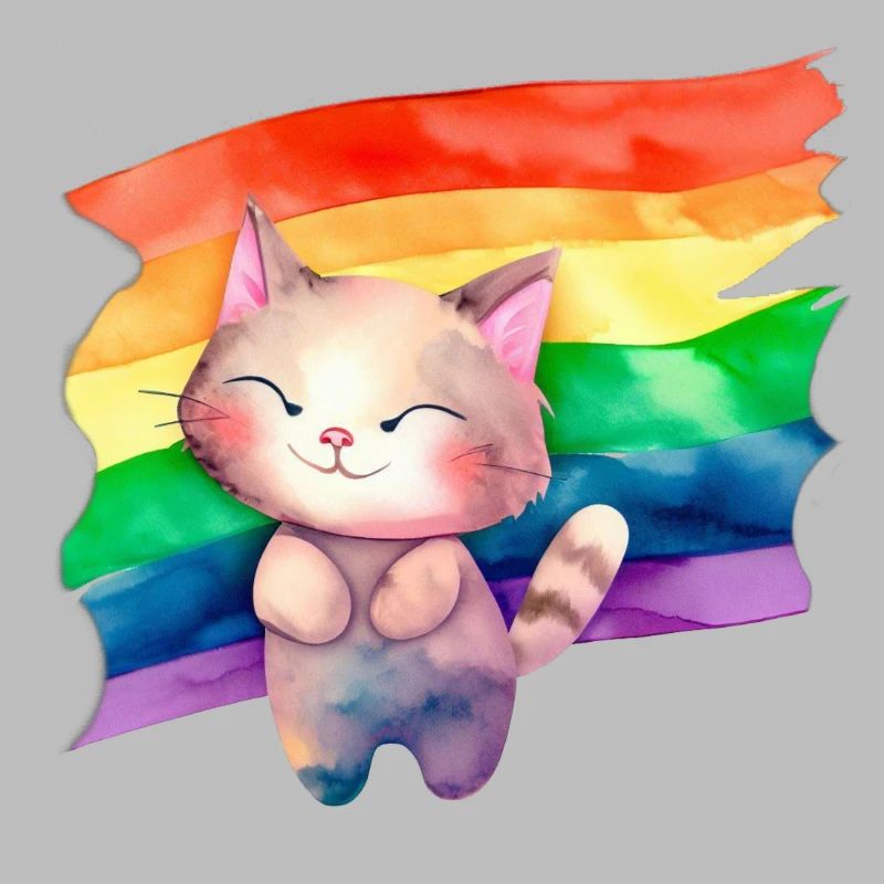 Chat avec drapeau lgbt