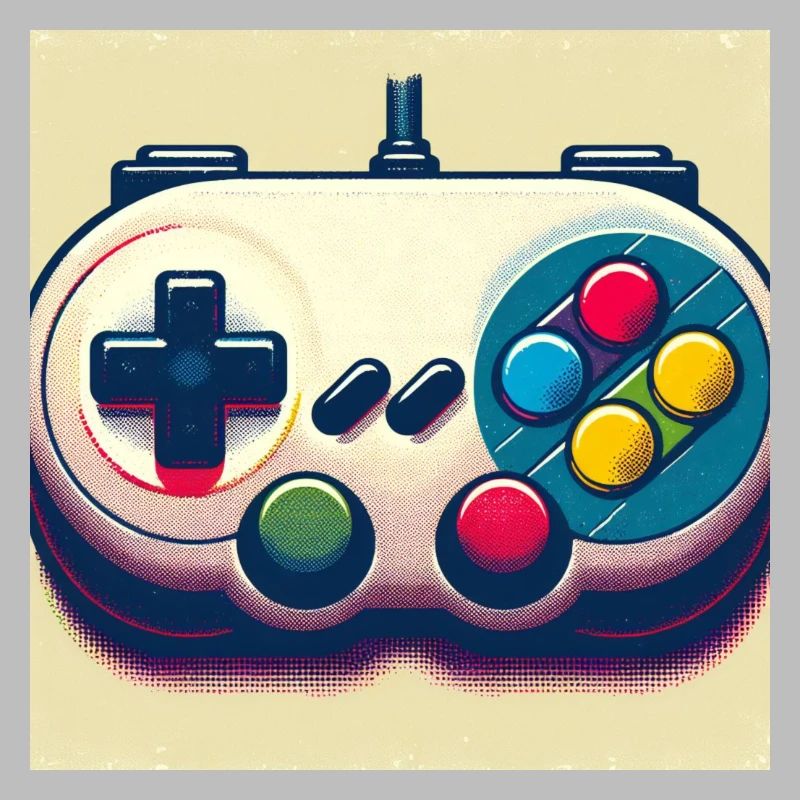 Manette de jeu rétro en Risograph