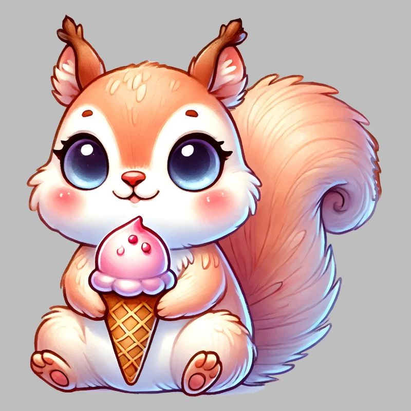 L’écureuil mignon déguste une glace colorée