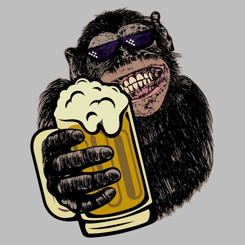 Affe mit Bier Biertrinkershirt Geschenk