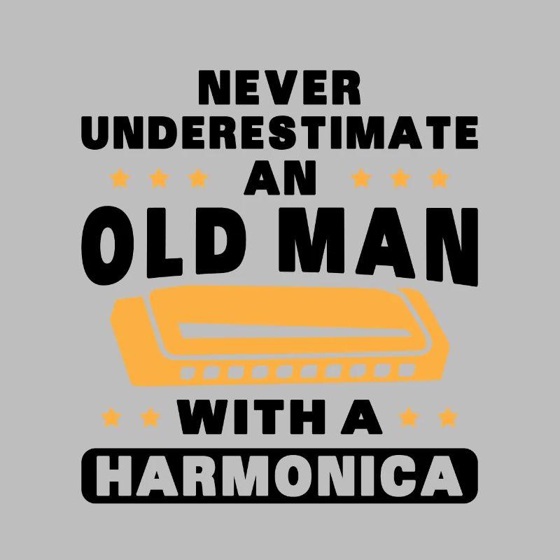 An old man with a harmonica