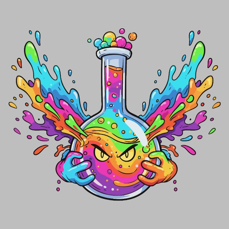 Explosion de la bouteille d’alchimie colorée