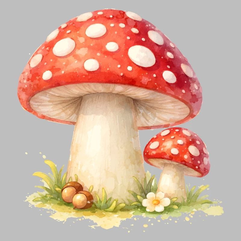 Toadstool Illustration Red Mushroom Nature Motif