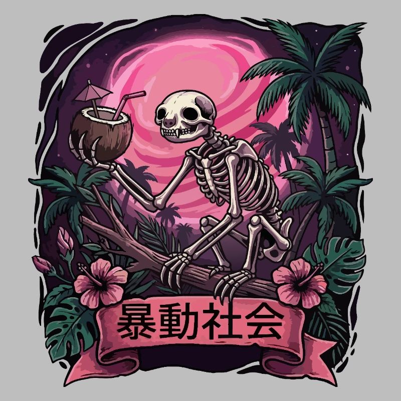 Skeleton Monkey Neon Moon