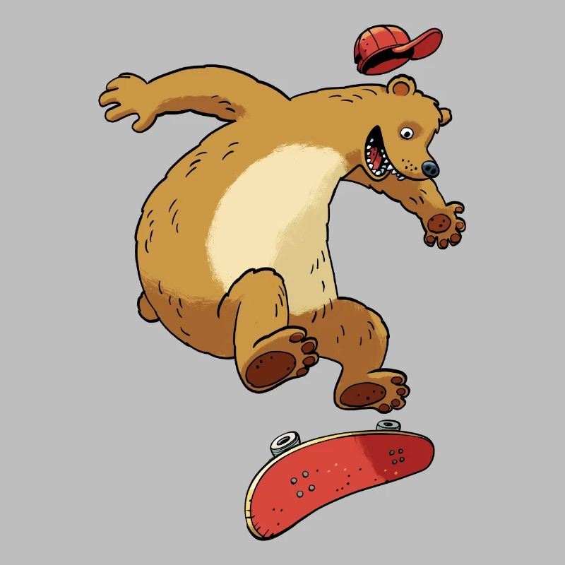 Bear on skateboard
