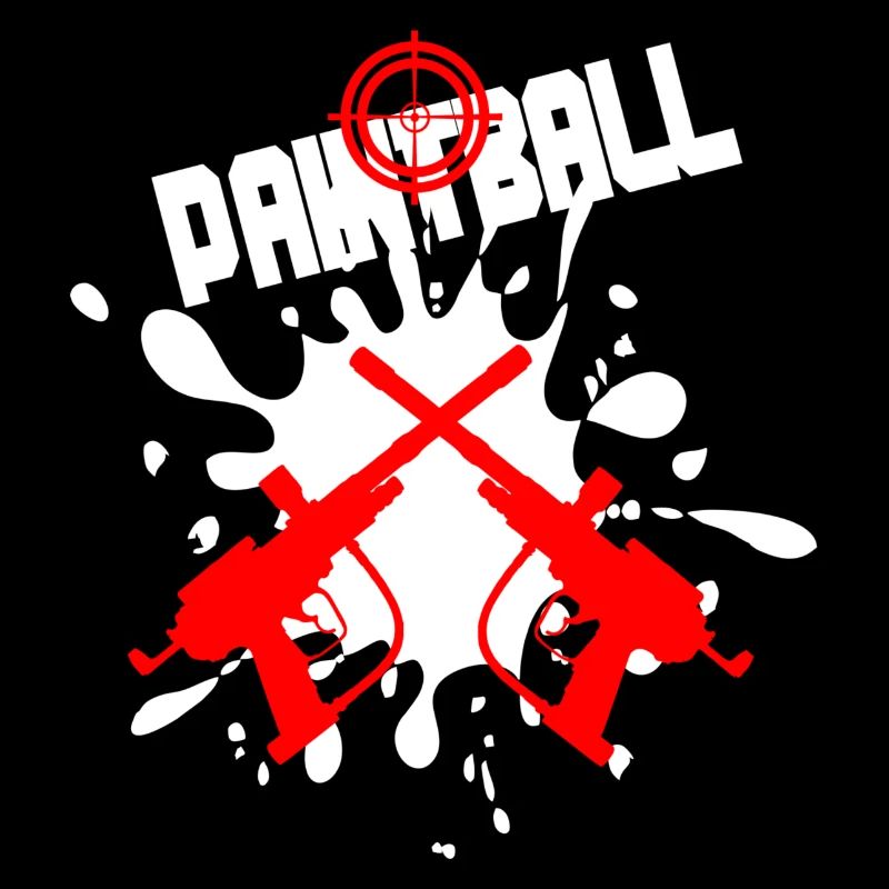 Cible de paintball avec deux pistolets rouges