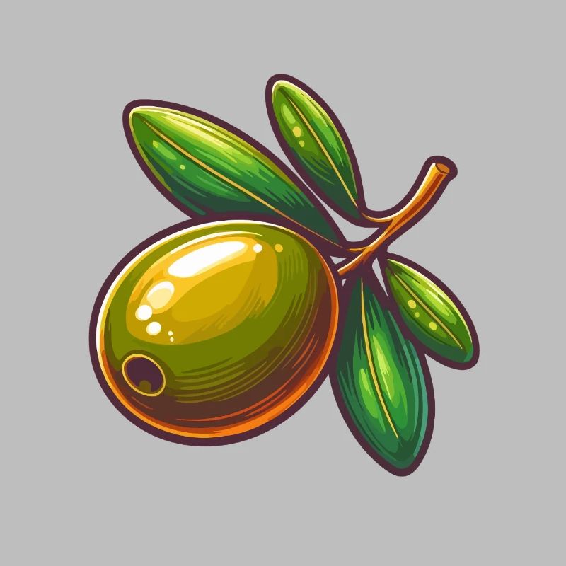 Illustration d Olive Éclatante et Feuillage Vif