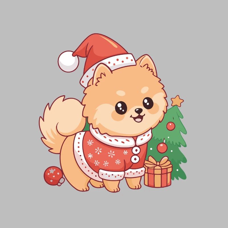 Chien Noël kawaii en pull