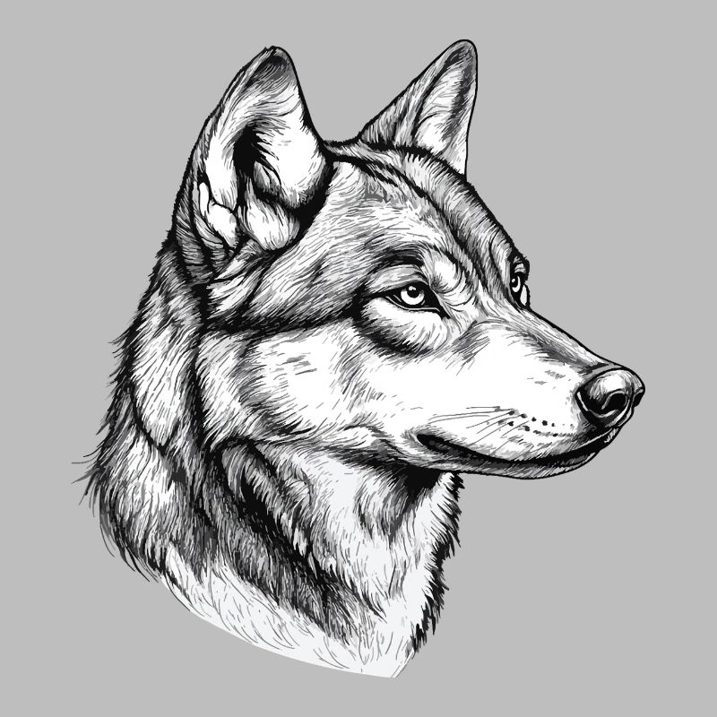 Wolf Wolf Head Black White Drawn Art