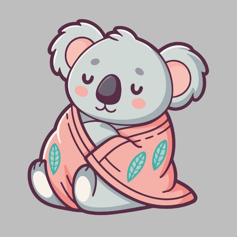 Kuscheliger Koala, eingehüllt in eine rosa Decke, eingewickelt