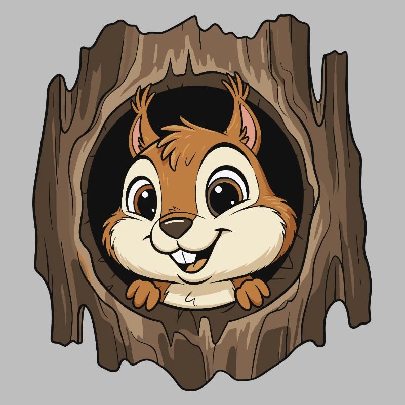 Forest chipmunk in the tree hole