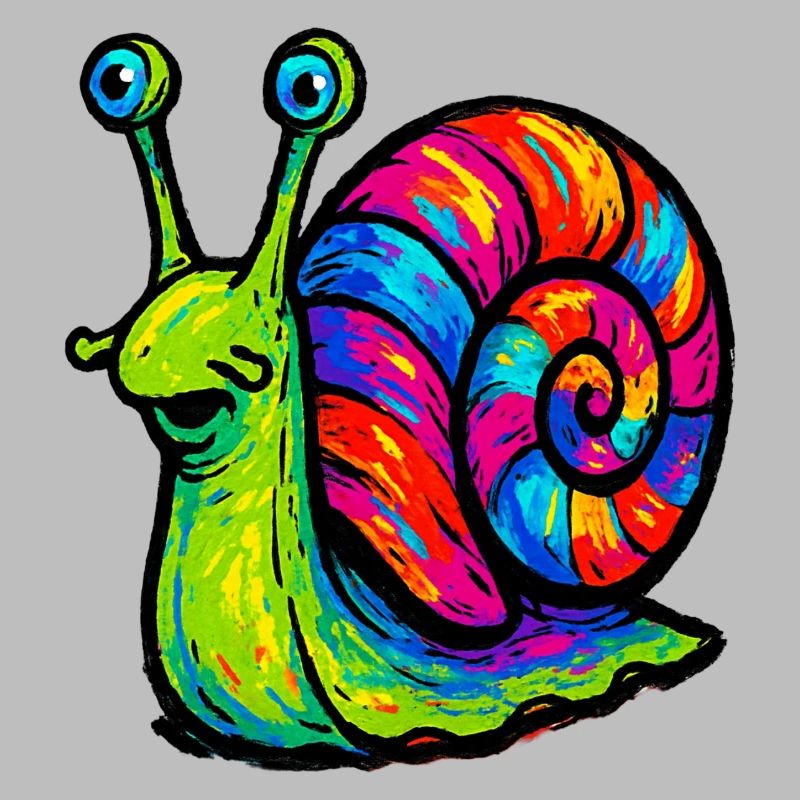 Escargot psychédélique multicolore arc-en-ciel