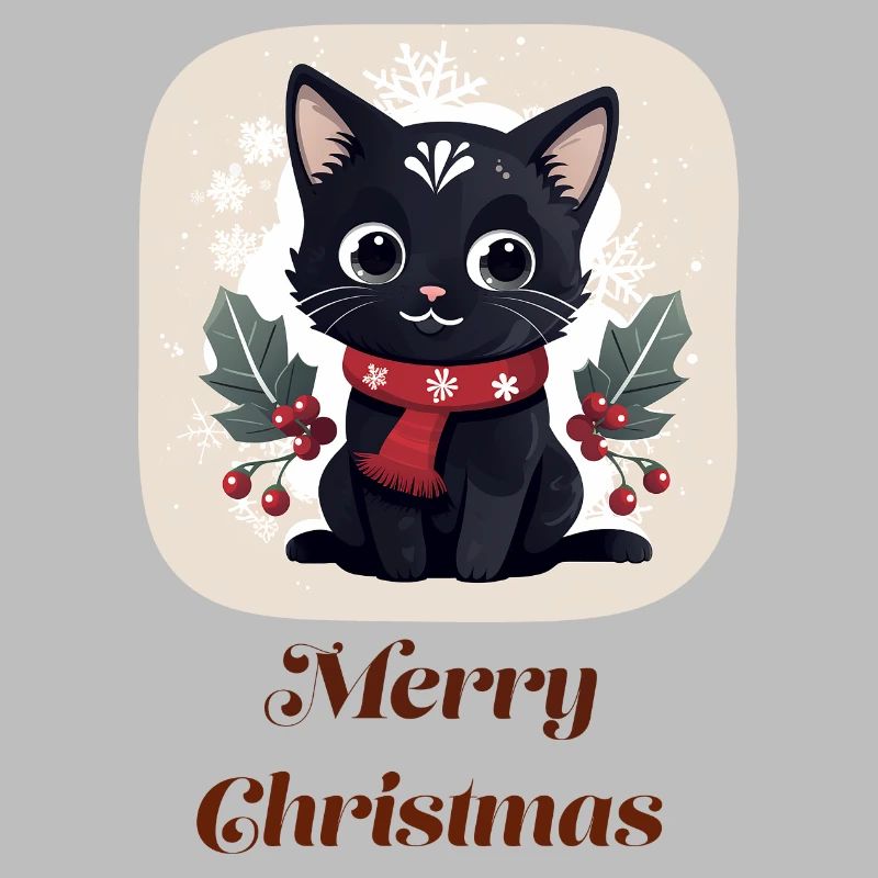 Joyeux Noël de chat noir mignon