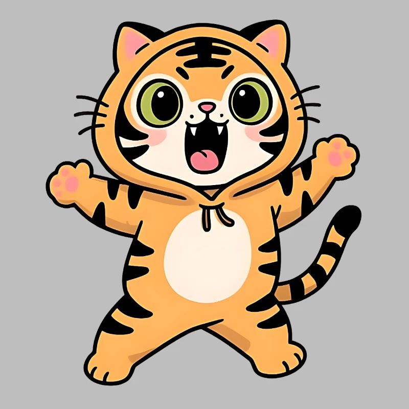 Roaring Tiger Kawaii Kinder Kapuzenpullover