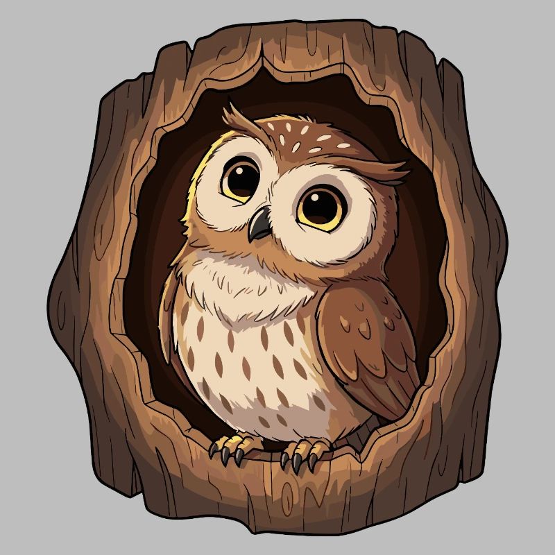 Owl view in the tree hollow