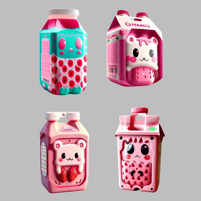 kawaii erdbeere milch karton