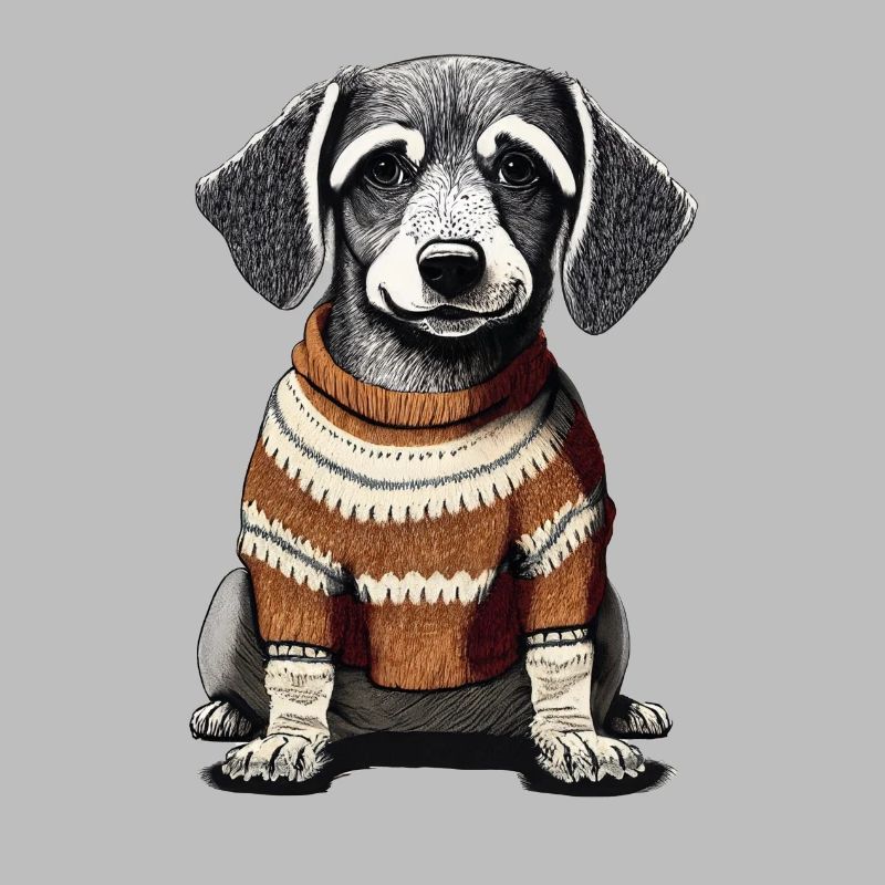 Chien avec un pull