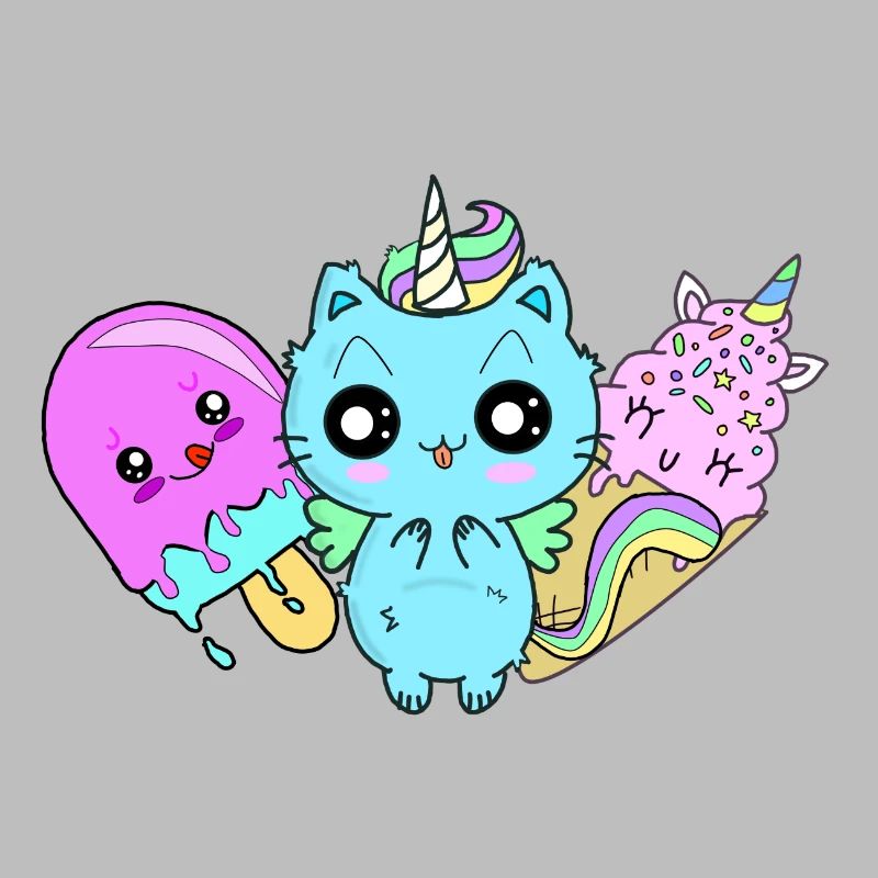 licorne chat popsicles crème glacée molle