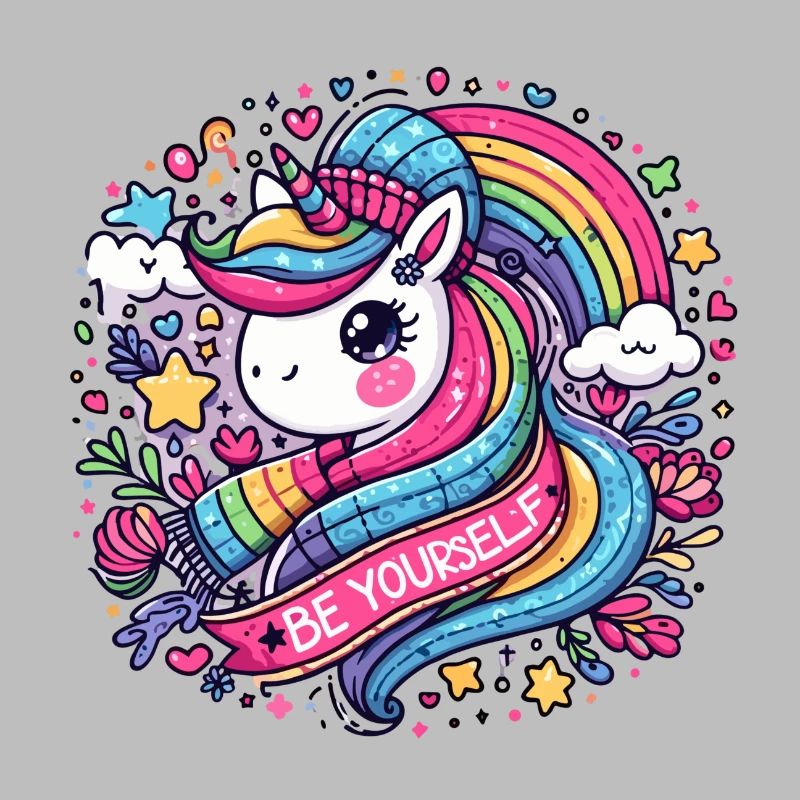 Regenbogen Einhorn Mütze und Schal Set - Sei du selbst