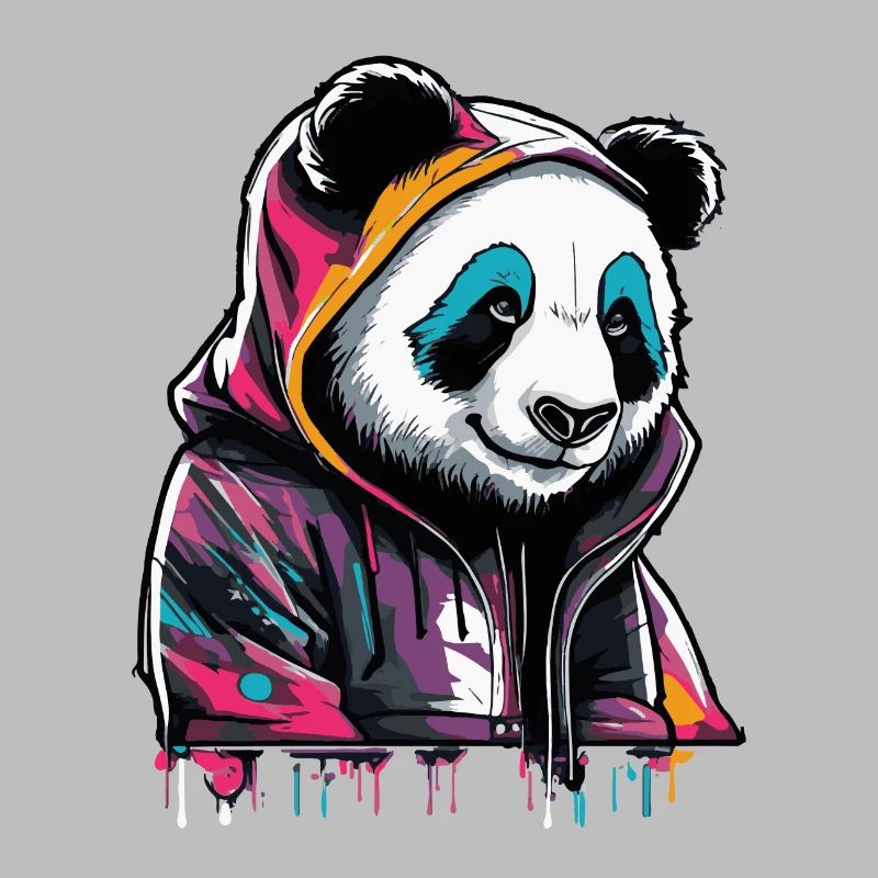 Farbenfroher Pandabär Panda Graffiti