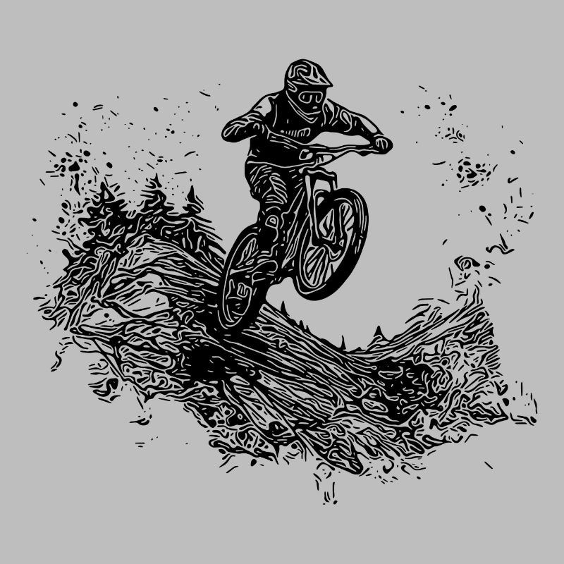 Radfahrer Mountainbiker Berg Abfahrt Sprung