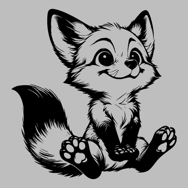 Curious Fox Drawing Seated Fox