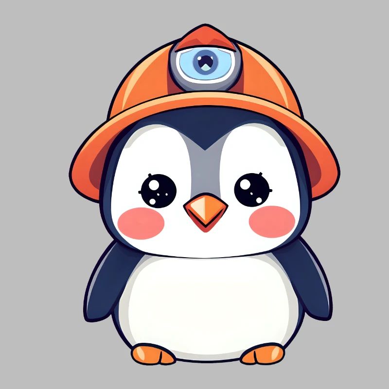 Pingouin de l’équipe de construction dans un casque de sécurité orange