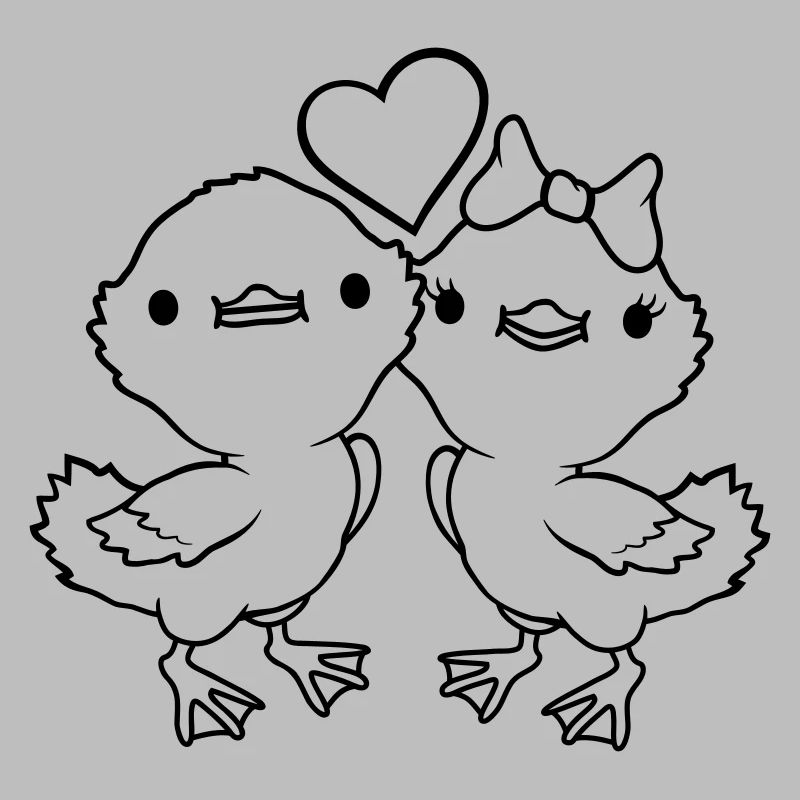 2 Chicks Heart Pair