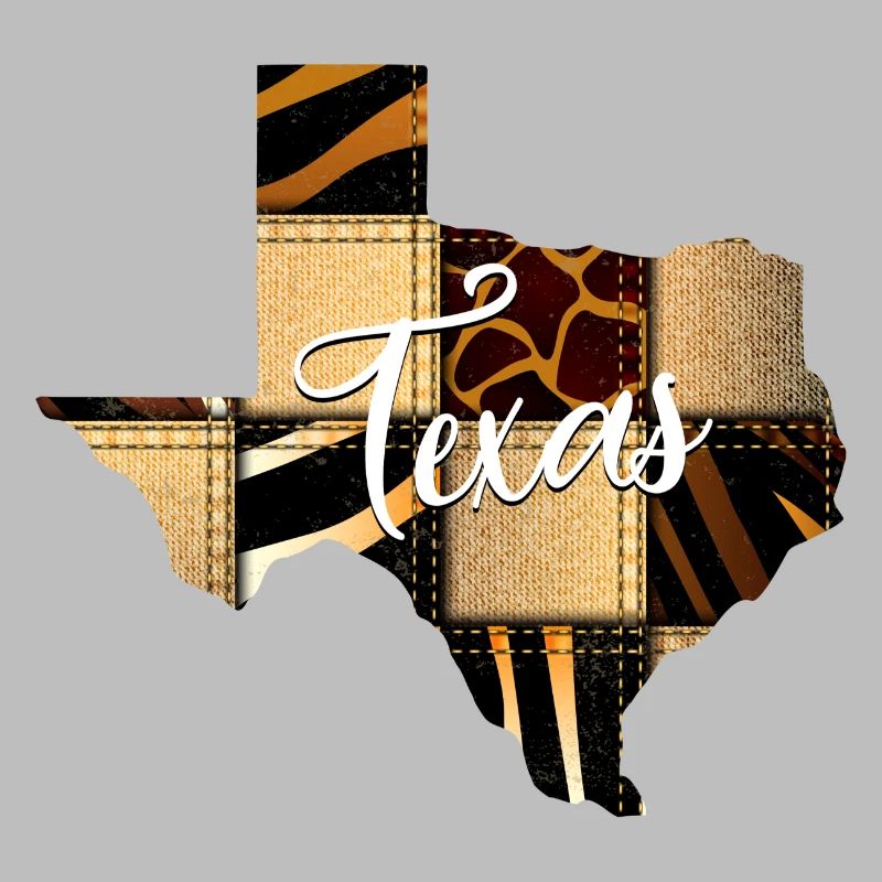 Texas Leopard Denim Map