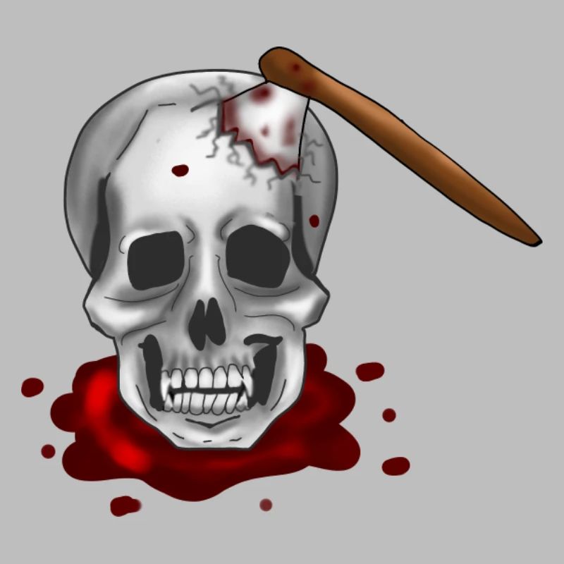 Totenkopf mit Axt