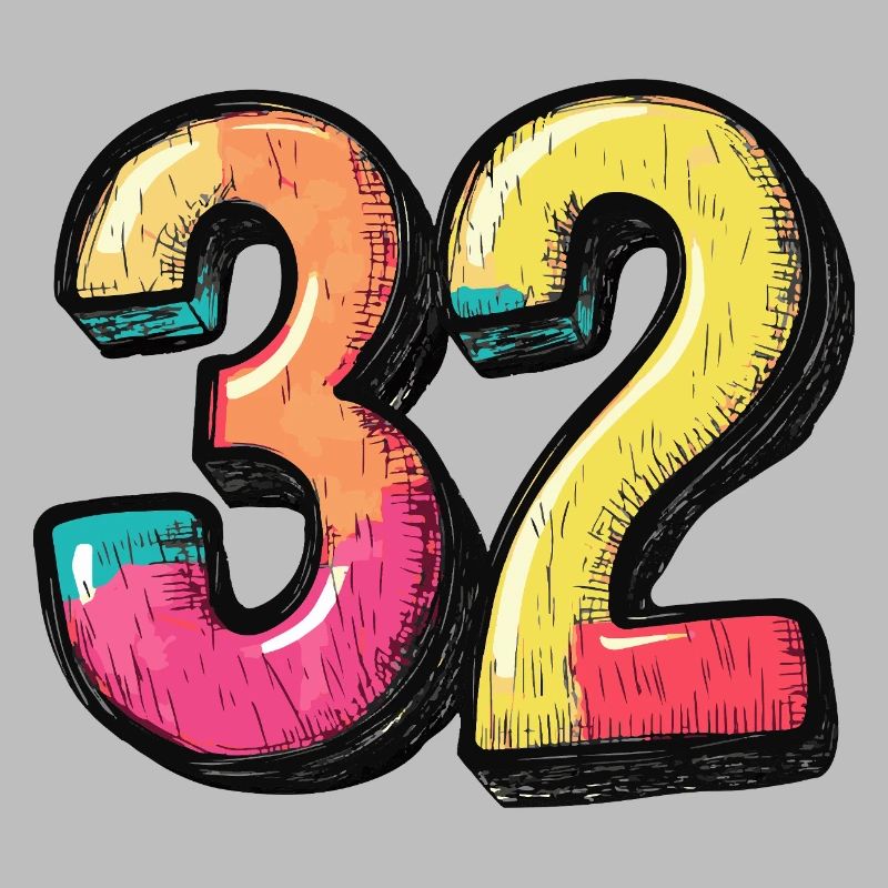 32 Zahl Bunt