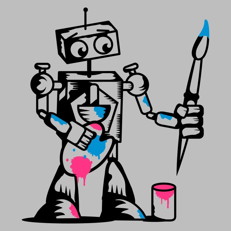 A robot with a paintbrush