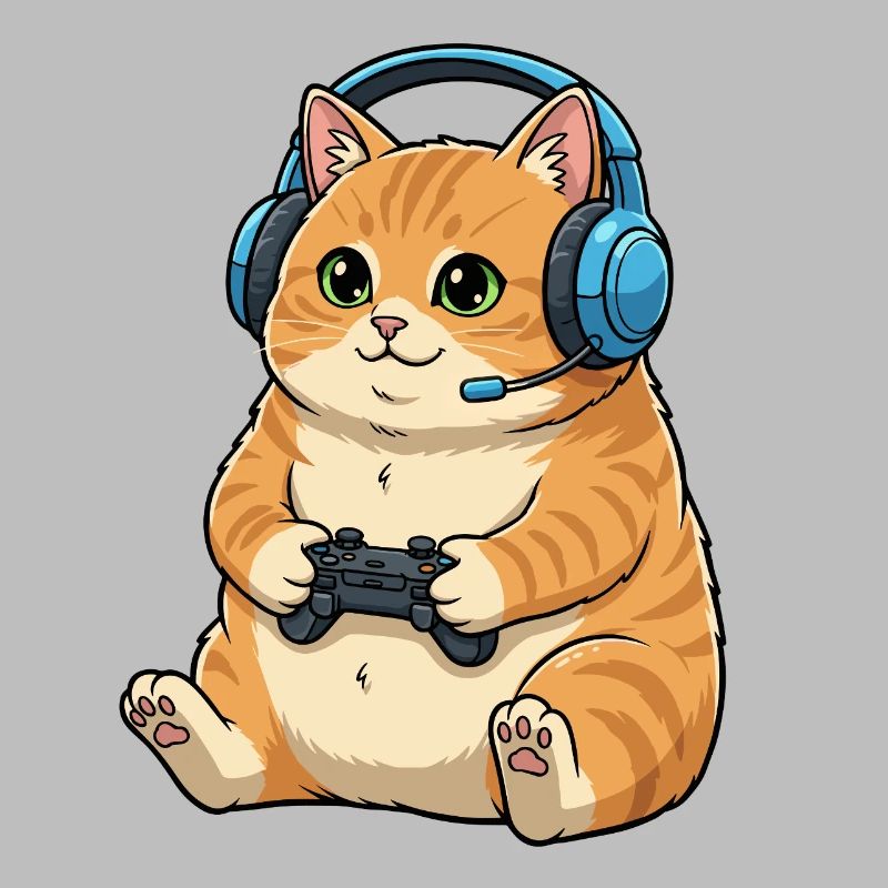 Gamer Katze mit Headset