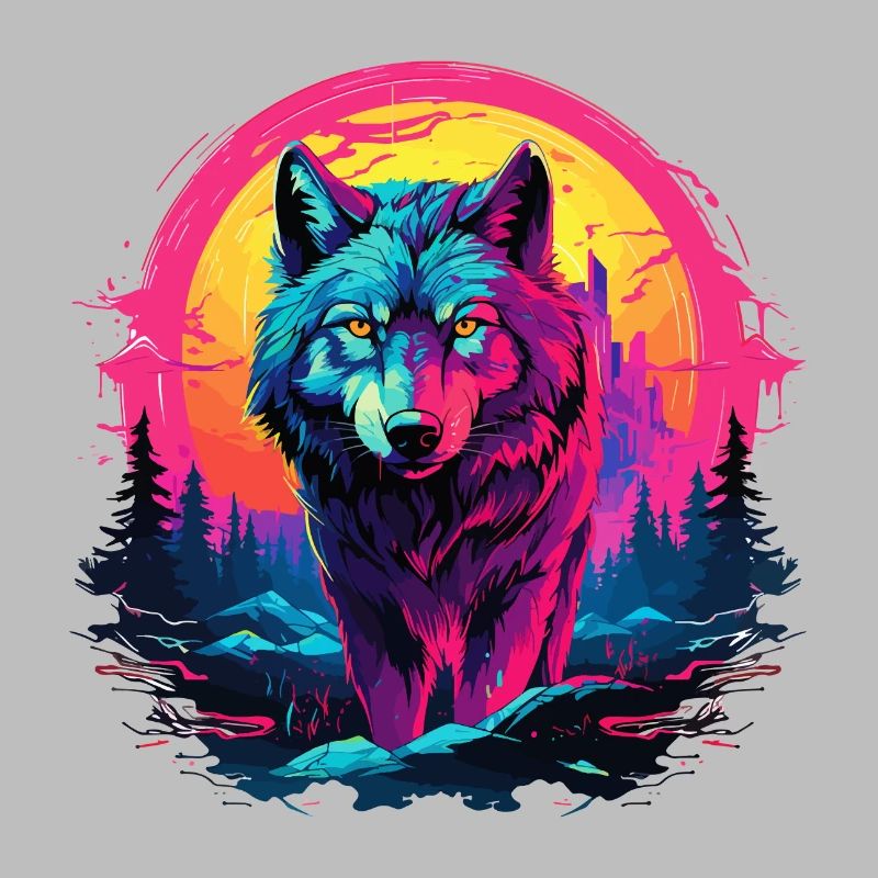 Wolf Wolf Head Wolves Wolf Pack Nature Neon Colorful