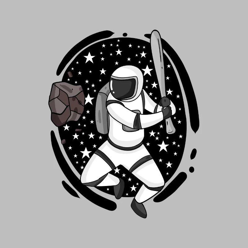 Astronaute avec batte de baseball dans l’espace