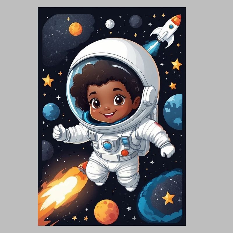 Enfant de l’espace avec combinaison d’astronaute